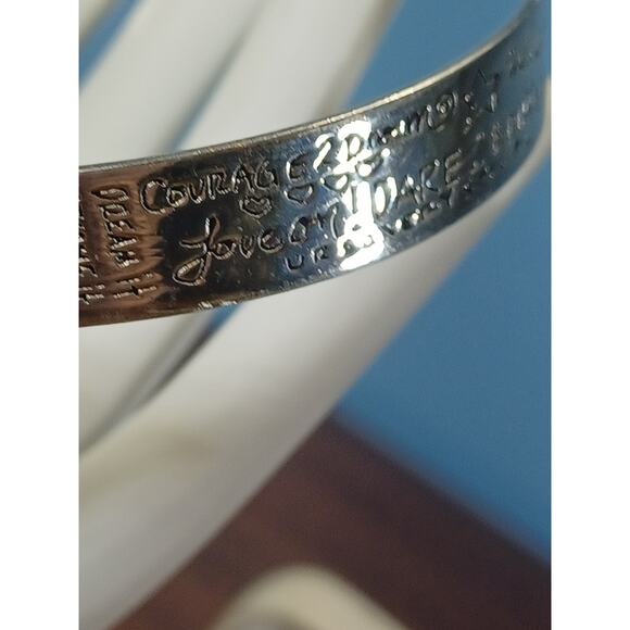 VTG Sterling Silver 925 LA Inspirational Love Life Be Brave Cuff Bracelet W/Box - Picture 4 of 15